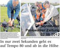 Nordkurier - Pasewalker Zeitung 02.05.2012 - In nur 2 Sek geht es auf Tempo 80 - Kleines Bild m Text